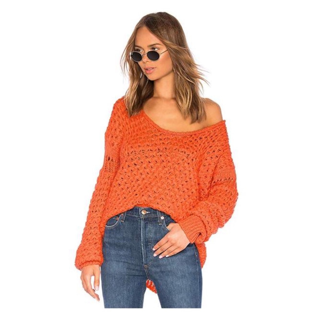 Free People Crashing Waves Red Sweater - Picture 5 of 12